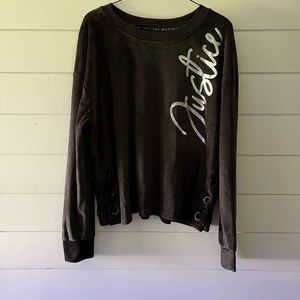 Girls Black Velour Justice Top